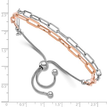Leslie's Sterling Silver Rh-p & Rose-tone 2-strand Bolo Bracelet — alternate view