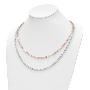 Leslie's Sterling Silver Rh-p Rose-tone 2-strand with 1.25in ext. Necklace — alternate view