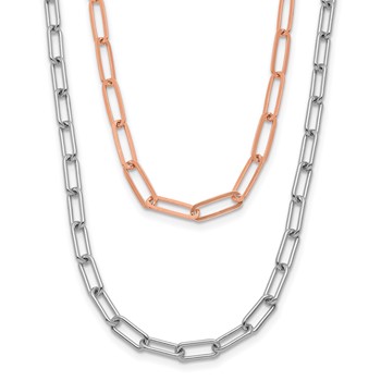 Leslie's Sterling Silver Rh-p Rose-tone 2-strand with 1.25in ext. Necklace