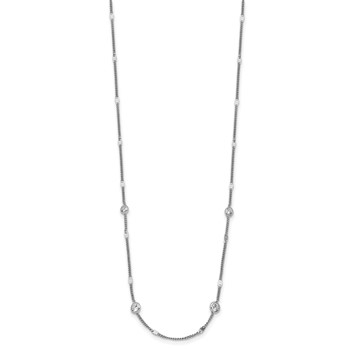 Leslie's Sterling Silver Rhodium-plated CZ w/ 2in ext. Necklace — alternate view