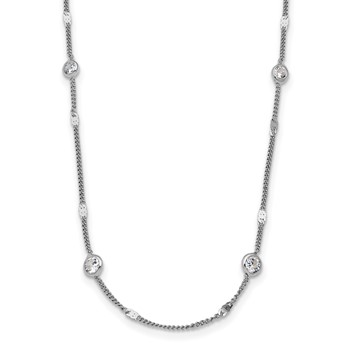 Leslie's Sterling Silver Rhodium-plated CZ w/ 2in ext. Necklace