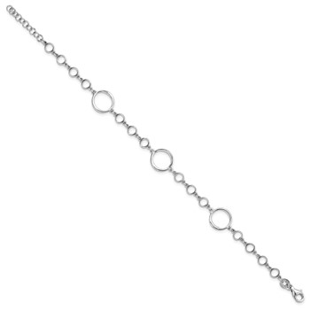 Leslie's Sterling Silver Rhodium-plated Polished Link w/ 1in ext. Bracelet — alternate view
