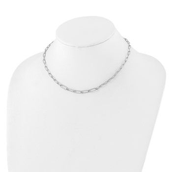 Leslie's Sterling Silver RH-plated Diamond-cut with 2in. ext Link Necklace — alternate view