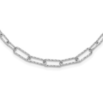 Leslie's Sterling Silver RH-plated Diamond-cut with 2in. ext Link Necklace