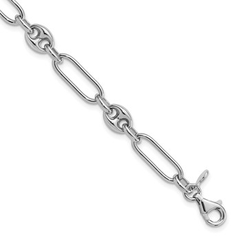 Leslie's Sterling Silver RH-plated Polished with 1in. ext Link Bracelet