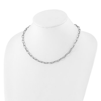 Leslie's Sterling Silver RH-plated Polished and Textured Link Necklace — alternate view