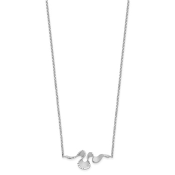 Leslie's Sterling Silver RH-plt Satin / Diamond-cut with 2in. ext Necklace — alternate view