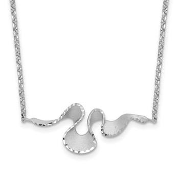 Leslie's Sterling Silver RH-plt Satin / Diamond-cut with 2in. ext Necklace