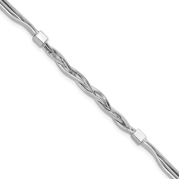 Leslie's Sterling Silver RH-pl Polished Multi-strand Braided Bracelet