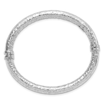 Leslie's Sterling Silver Rhodium-plated Polished Hammered Bangle — alternate view
