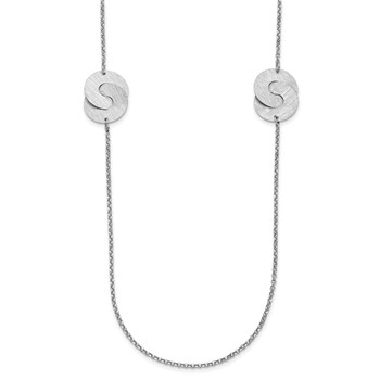 Leslie's Sterling Silver Rhodium-plated Etched Circles Necklace — alternate view