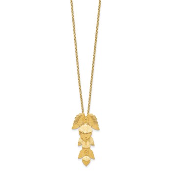 Leslie's Sterling Silver Gold-plated Etched Leaves with 2in. ext. Necklace — alternate view