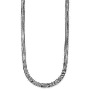 Leslie's Sterling Silver Rhodium-plated Polished Mesh Woven Necklace — alternate view