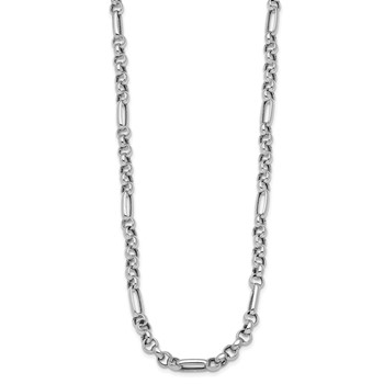 Leslie's Sterling Silver Rh-plated Polished Fancy Link Necklace — alternate view