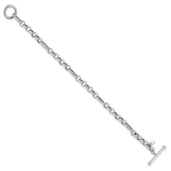 Leslie's Sterling Silver Rh-plated Polished Fancy Link Bracelet — alternate view