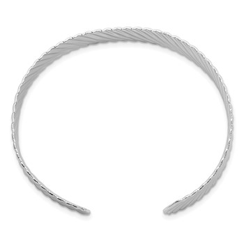 Leslie's Sterling Silver Rh-plated Polished and Grooved Cuff Bracelet — alternate view