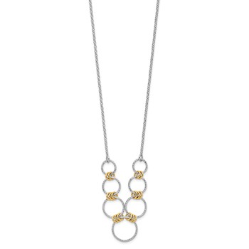 Leslie's Sterling Silver RH/Gold-plt Dia.-Cut Circles with 2in ext Necklace — alternate view