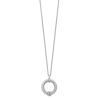 Leslie's Sterling Silver RH-plt Polished and Brushed CZ w/2in. ext Necklace — alternate view
