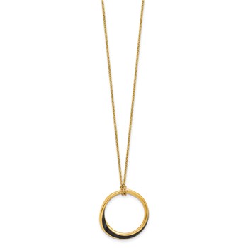 Leslie's Sterling Silver Gold-tone and Black Enamel  with 2in. ext Necklace — alternate view