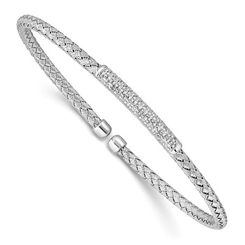 Leslie's Sterling Silver RH-plated CZ Woven Flexible Cuff Bangle