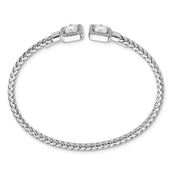 Leslie's Sterling Silver RH-plated CZ Polished Square Halo Cuff Bangle — alternate view