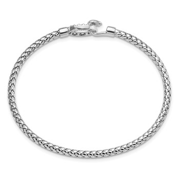 Leslie's Sterling Silver RH-plated CZ Polished Braided Hook Bangle — alternate view