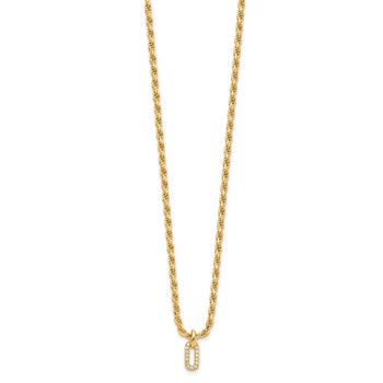 Leslie's Sterling Silver Gold-plt Polished CZ Pendant w/1.5in ext. Necklace — alternate view