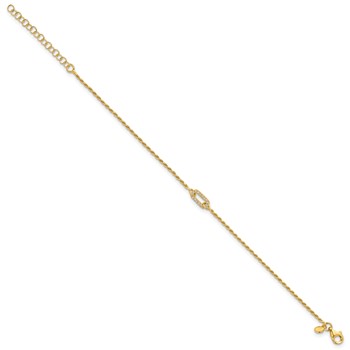 Leslie's Sterling Silver Gold-plated Polished CZ with 1.5in ext. Bracelet — alternate view