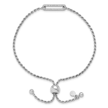 Leslie's Sterling Silver RH-plated Polished CZ Adjustable Bracelet — alternate view
