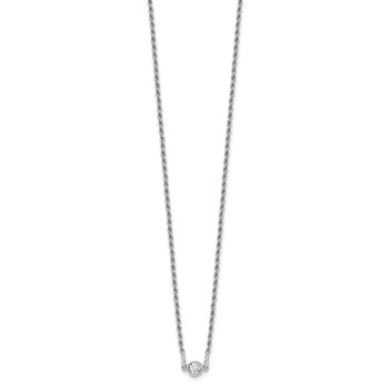 Leslie's Sterling Silver RH-plated Polished CZ with 1.5in ext. Necklace — alternate view