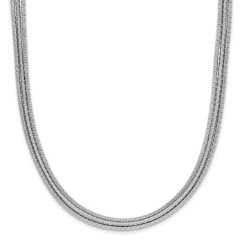 Leslie's Sterling Silver Rhodium-plated Textured 3-Strand Necklace