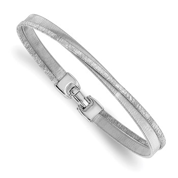 Leslie's Sterling Silver Rhodium-plated Polished and Textured Bracelet