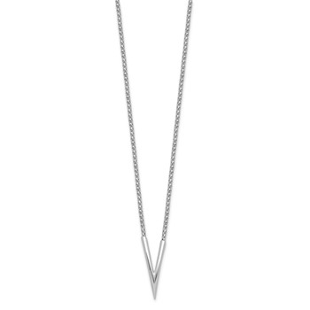 Leslie's Sterling Silver Rh-plated Polished V with 2in ext. Necklace — alternate view