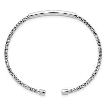 Leslie's Sterling Silver Rhodium-plated Polished and Textured Cuff Bracelet — alternate view