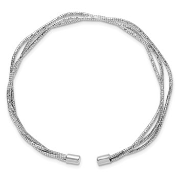 Leslie's Sterling Silver Rh-plated Polished and Textured Wavy Cuff Bracelet — alternate view