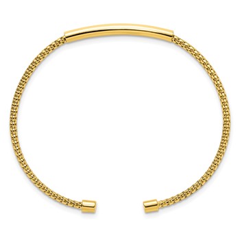 Leslie's Sterling Silver Gold-plated Polished and Textured Cuff Bracelet — alternate view