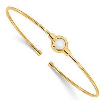 Leslie's Sterling Silver Gold-plated Polished Opal Cuff Bracelet
