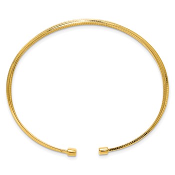 Leslie's Sterling Silver Gold-plated Polished and Textured Cuff Bracelet — alternate view