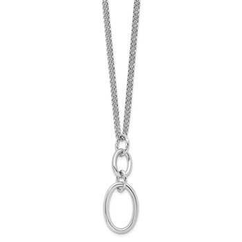 Leslie's Sterling Silver Rh-plated 2-strand Oval with 1.5in ext. Necklace — alternate view