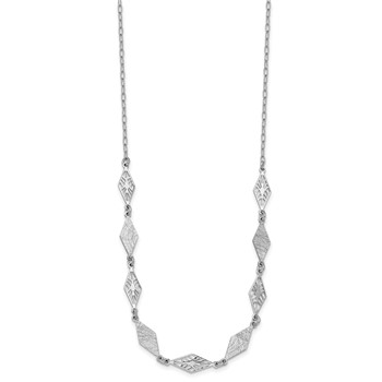 Leslie's SS Rh-plated Polished and Scratch Finish with 1in ext. Necklace — alternate view