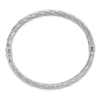 Leslie's Sterling Silver Rh-plt Polished / Textured Twisted Hinged Bangle — alternate view