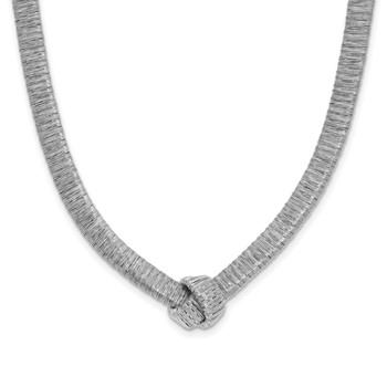 Leslie's Sterling Silver Rhod-plat Texture Wrapped Knot with 2in ext. Necklace
