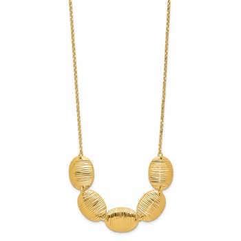 Leslie's Sterling Silver Gold-tone Textured Ovals w/ 2in ext. Necklace — alternate view