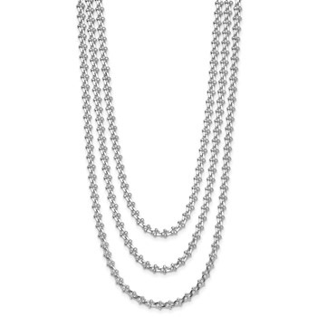 Leslie's Sterling Silver Rh-plated Polished 3-Strand w/1.5in ext. Necklace — alternate view
