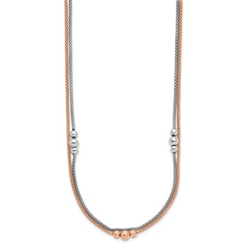 Leslie's Sterling Silver Rhodium and Rose-tone w/1.75in ext. Necklace — alternate view