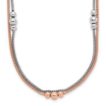 Leslie's Sterling Silver Rhodium and Rose-tone w/1.75in ext. Necklace
