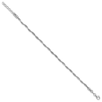 Leslie's Sterling Silver Rh-plated Polished Twisted w/1in ext. Bracelet — alternate view