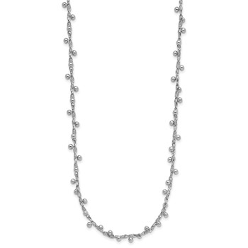 Leslie's Sterling Silver Rhod-plated Polished Beaded w/3in ext. Necklace — alternate view