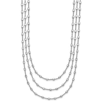 Leslie's Sterling Silver Rh-plated 3 Strand Beaded 16in w/2in ext. Necklace — alternate view