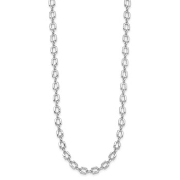 Leslie's Sterling Silver Rhodium-plated Square Link with 2in ext. Necklace — alternate view